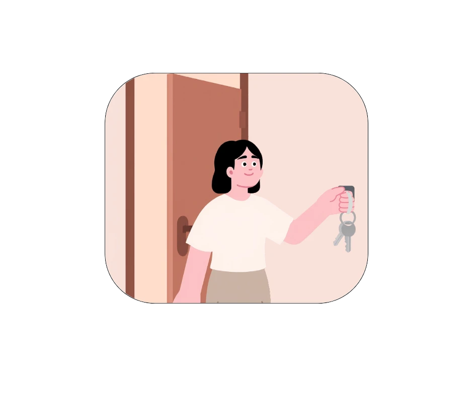 Femme heureuse de rentrer chez elle