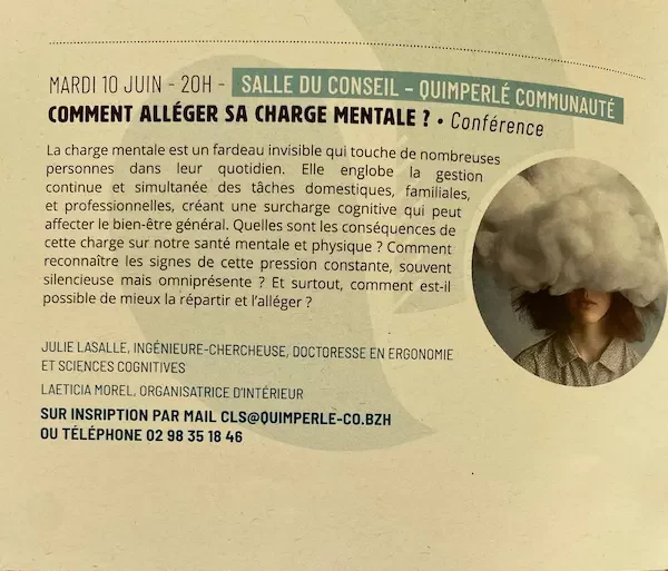 CONFERENCE CHARGE MENTALE ET ORGANISATION D'INTERIEUR A QUIMPERLE ET ALENTOURS